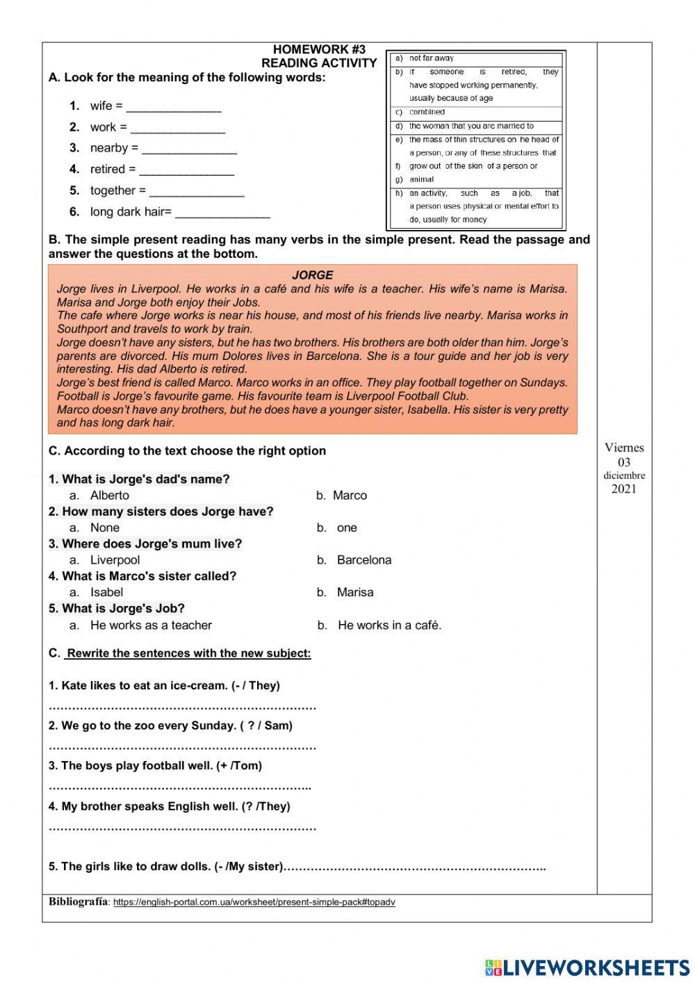Ejercicios Online- Simple Present Tense-1st BGU