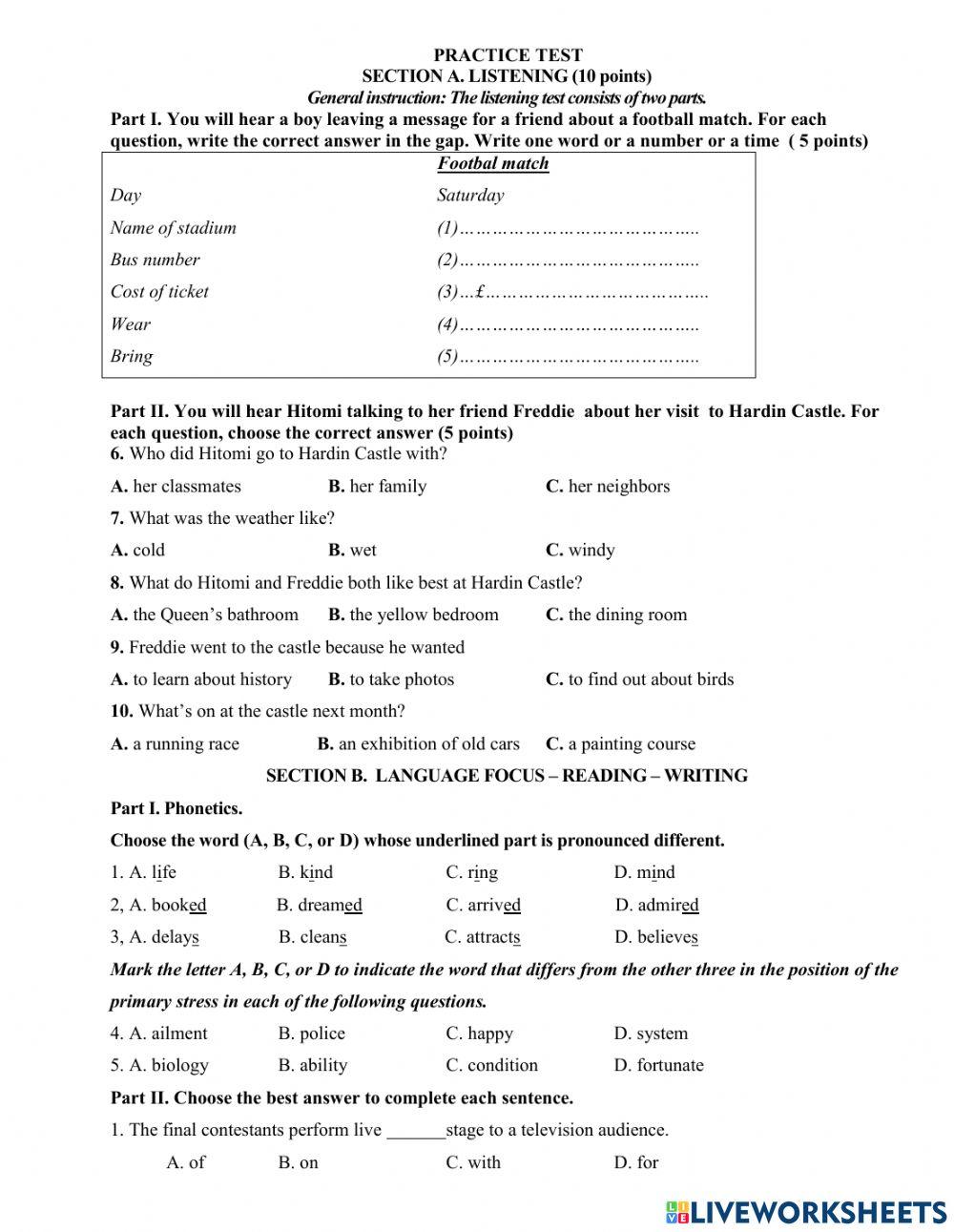 Mid term practice grade 10