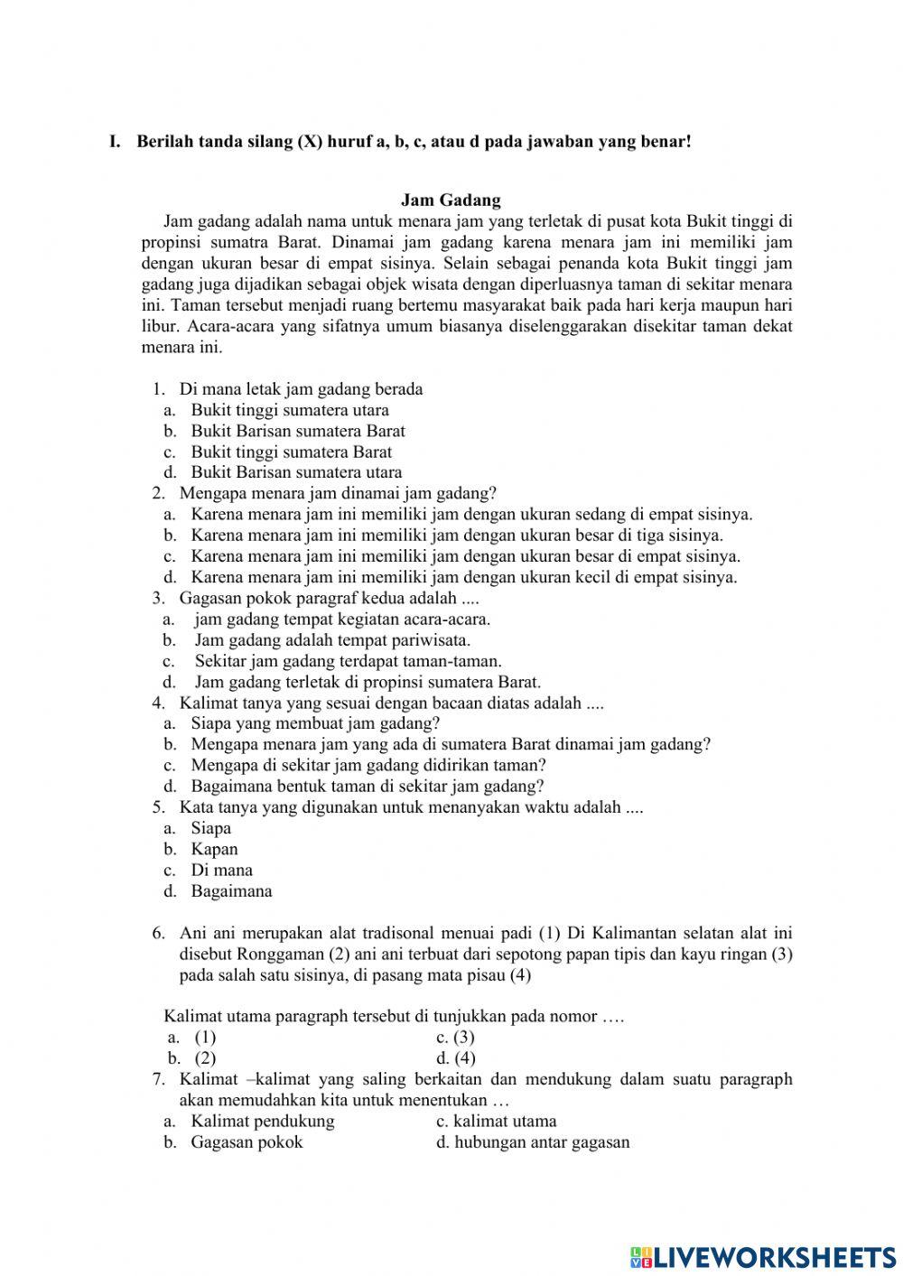 Soal Bahasa Indonesia