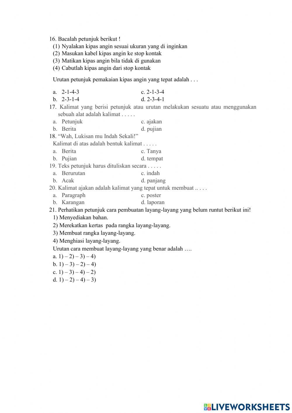 Soal Bahasa Indonesia