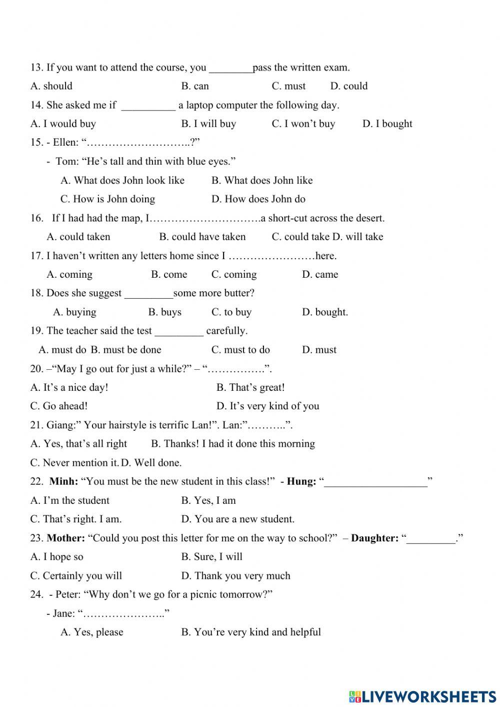 Đề thi thử vào 10- Tứ kì 2021