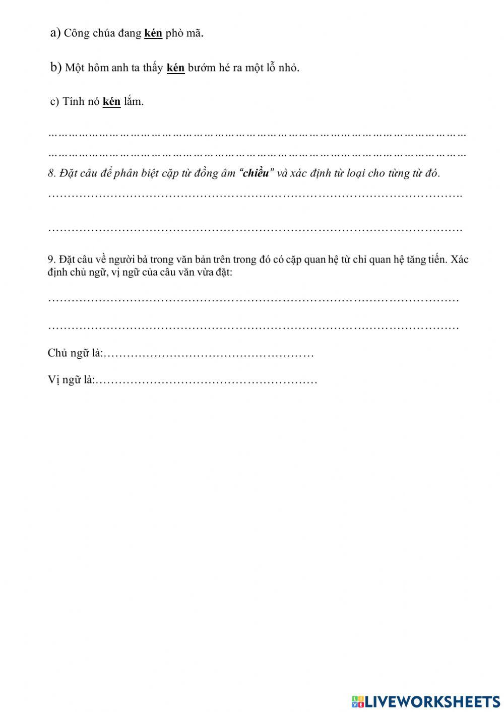 Phiếu ôn tập Tiếng Việt số 5