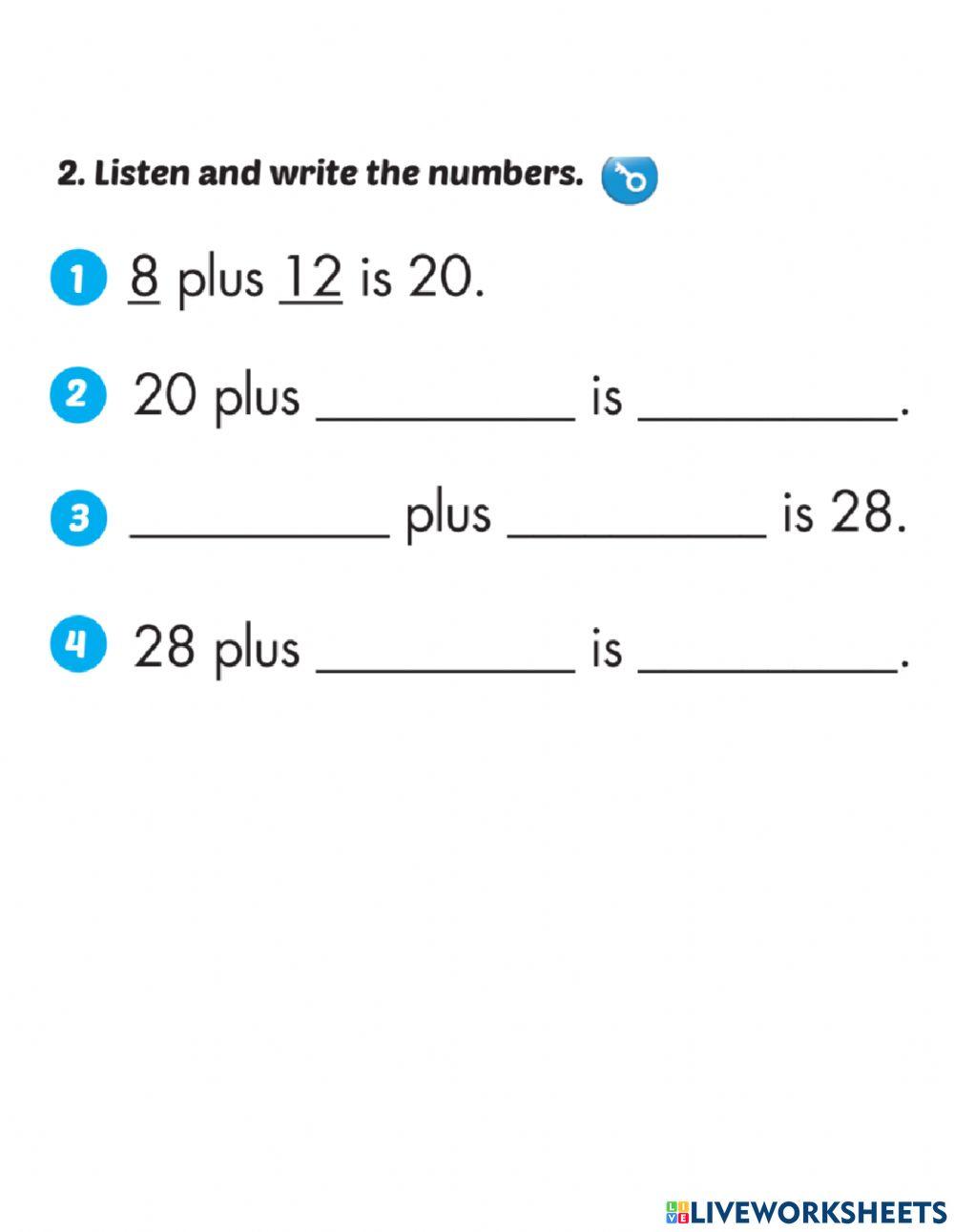 Listen and write the numbers- grade 4