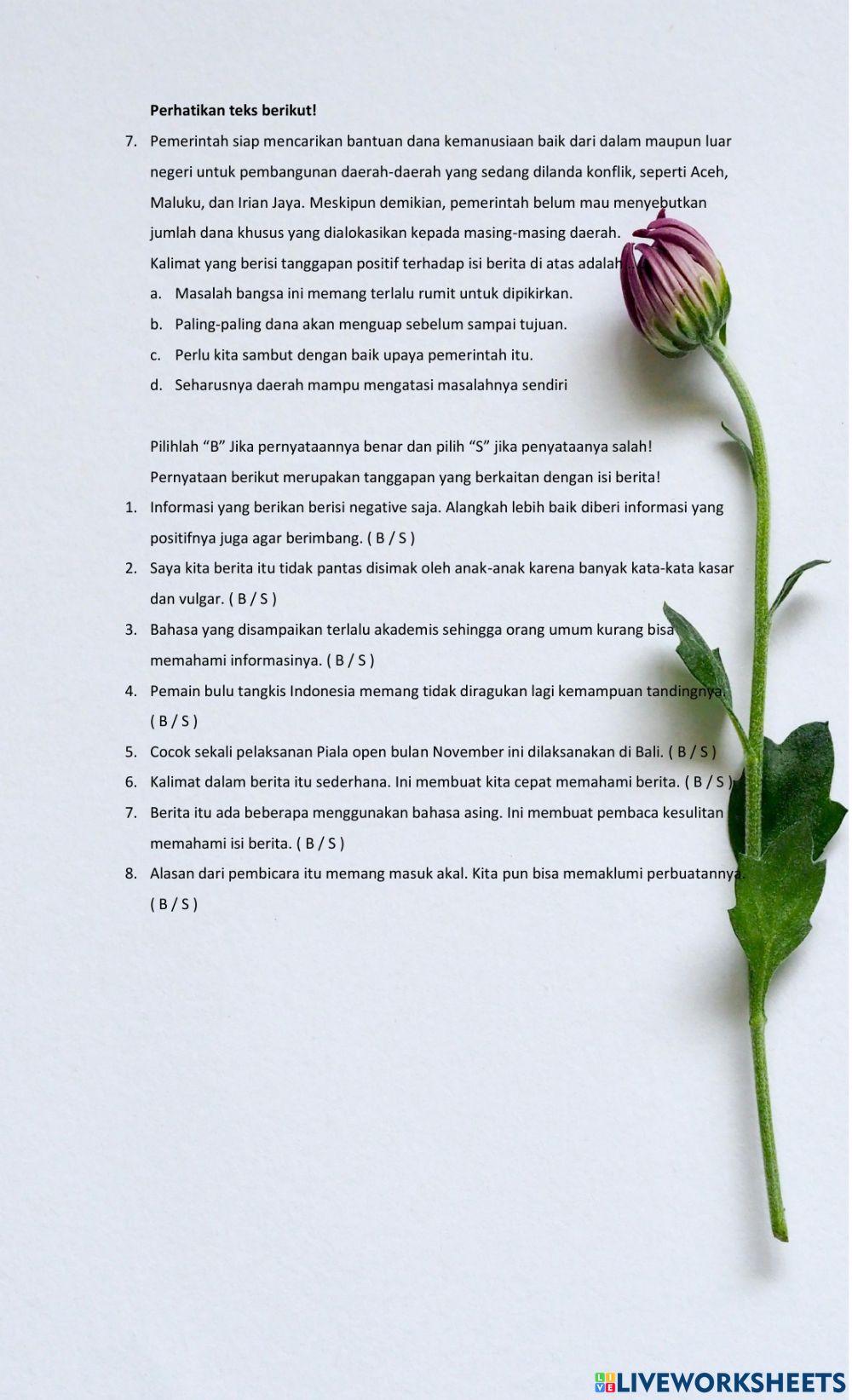 Isi berita dan Tanggapan