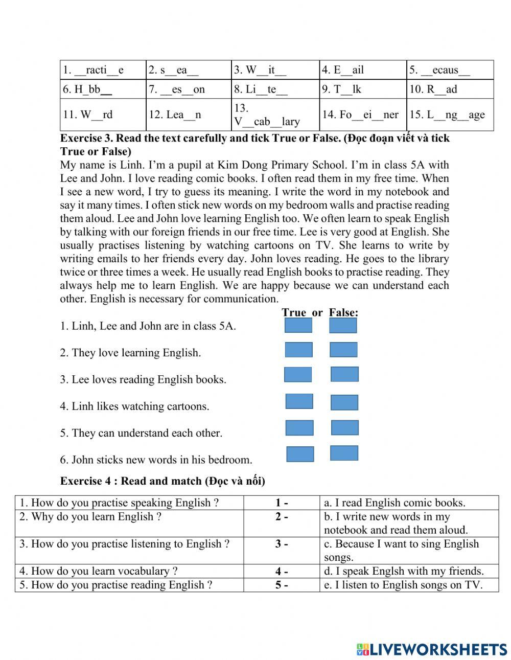 Grade  : Unit 7 : How do you learn English ?
