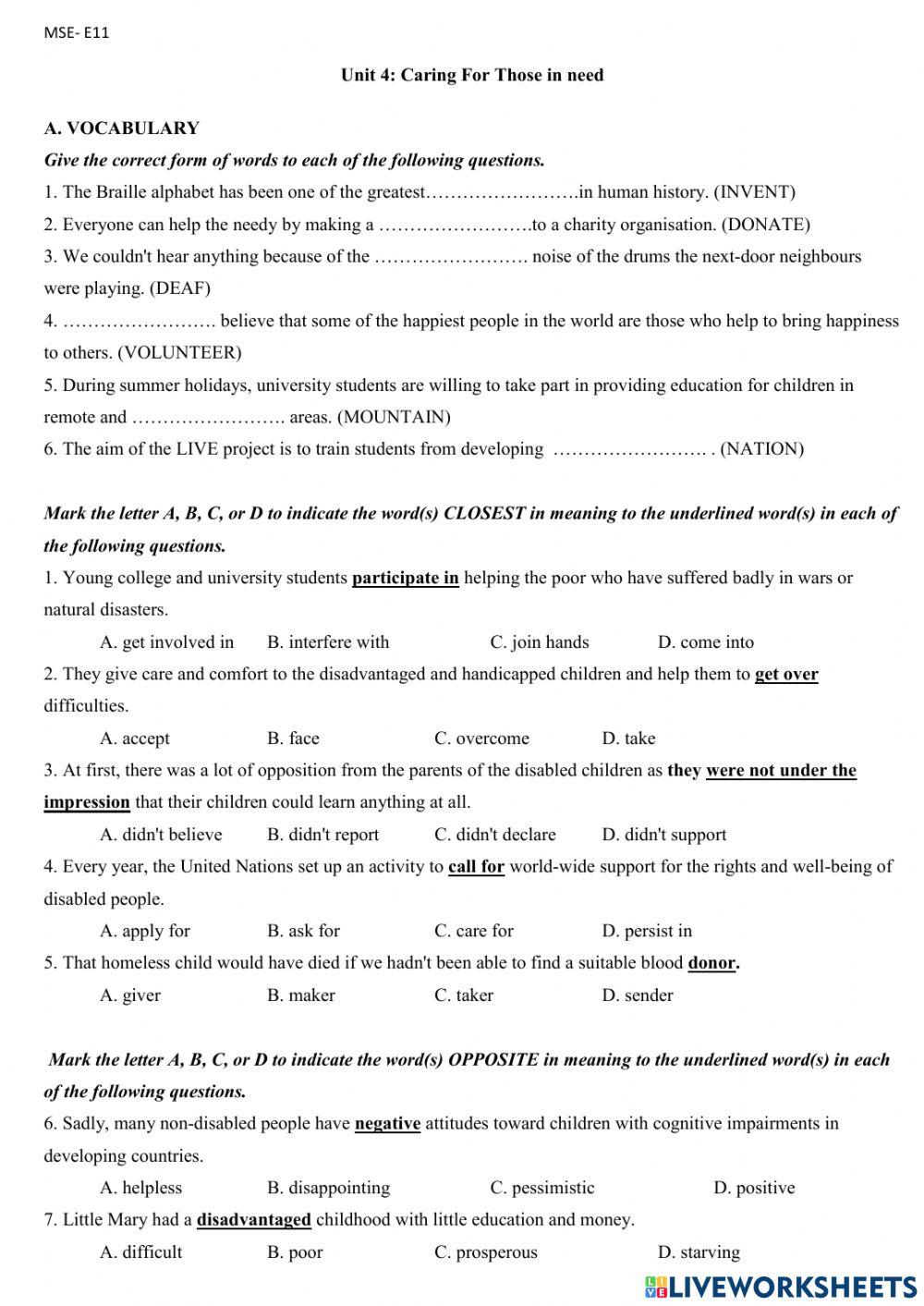 Care for people in need