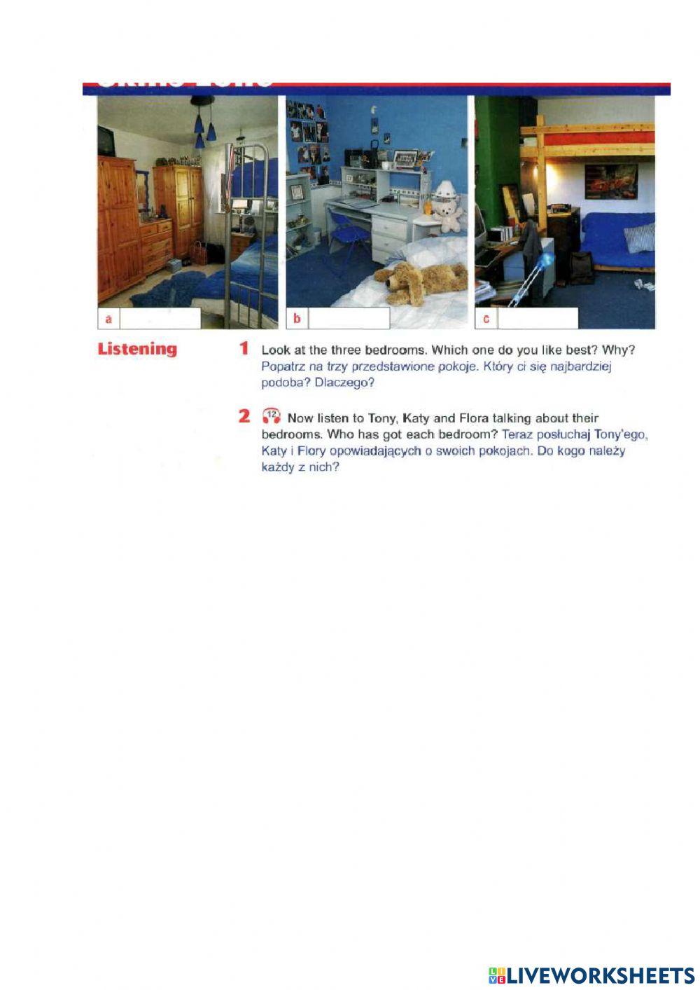 Listening about bedrooms