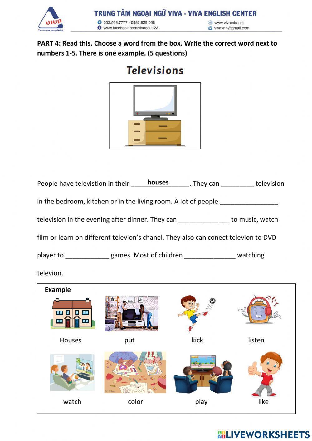 Idict 1-Test unit 15:Verbs-Reading and Writing