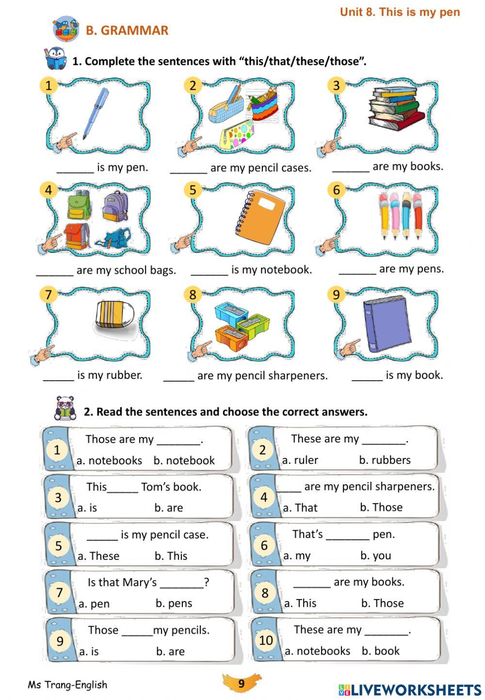 English 3-Unit 8. this is my pen