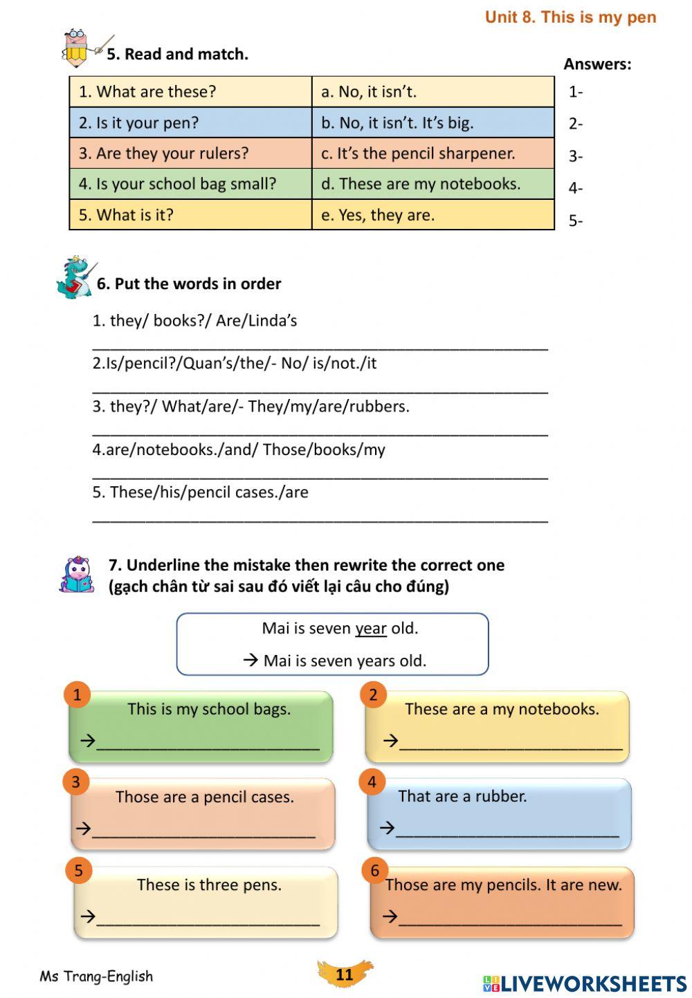 English 3-Unit 8. this is my pen