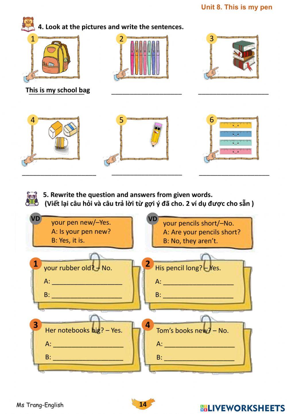English 3-Unit 8. this is my pen