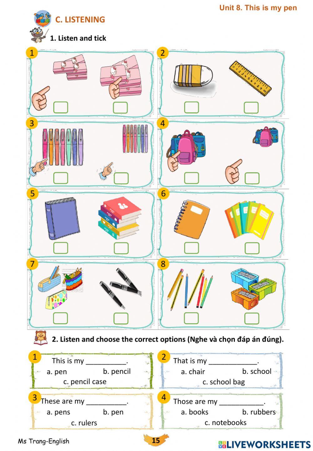 English 3-Unit 8. this is my pen