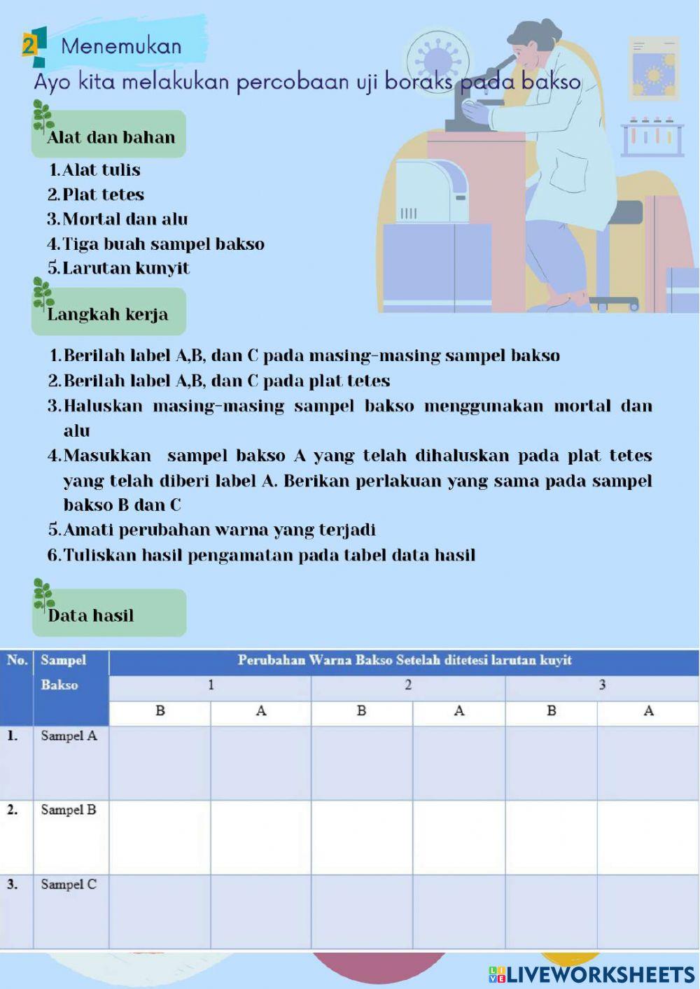 LKPD Zat Aditif Pada Makanan dan Minuman Kegiatan 2