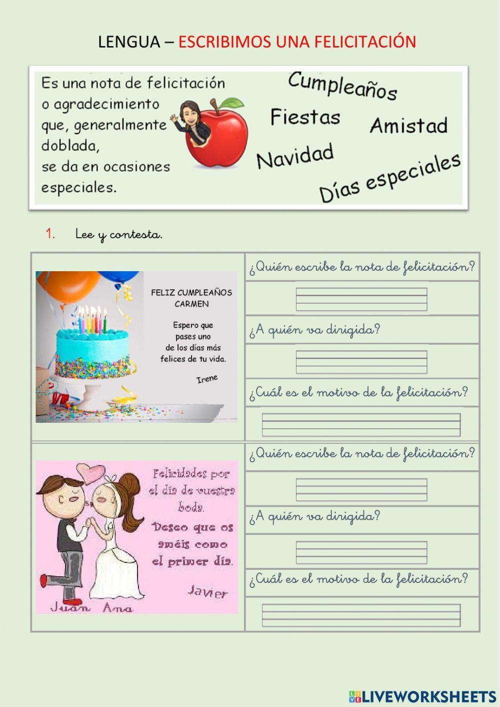 Escritura - la felicitación