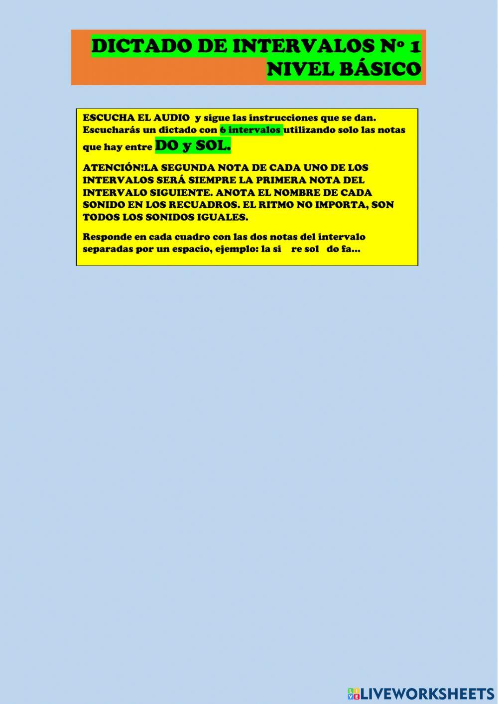 Dictado interválico 1 nivel básico