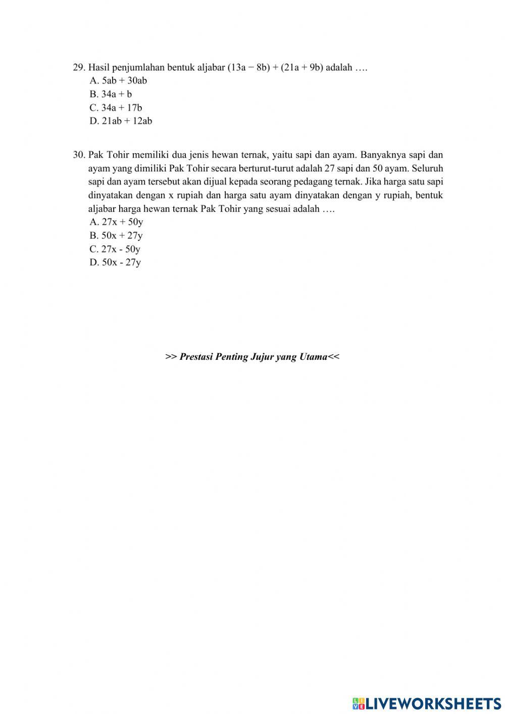 Pas Matematika Kelas 7