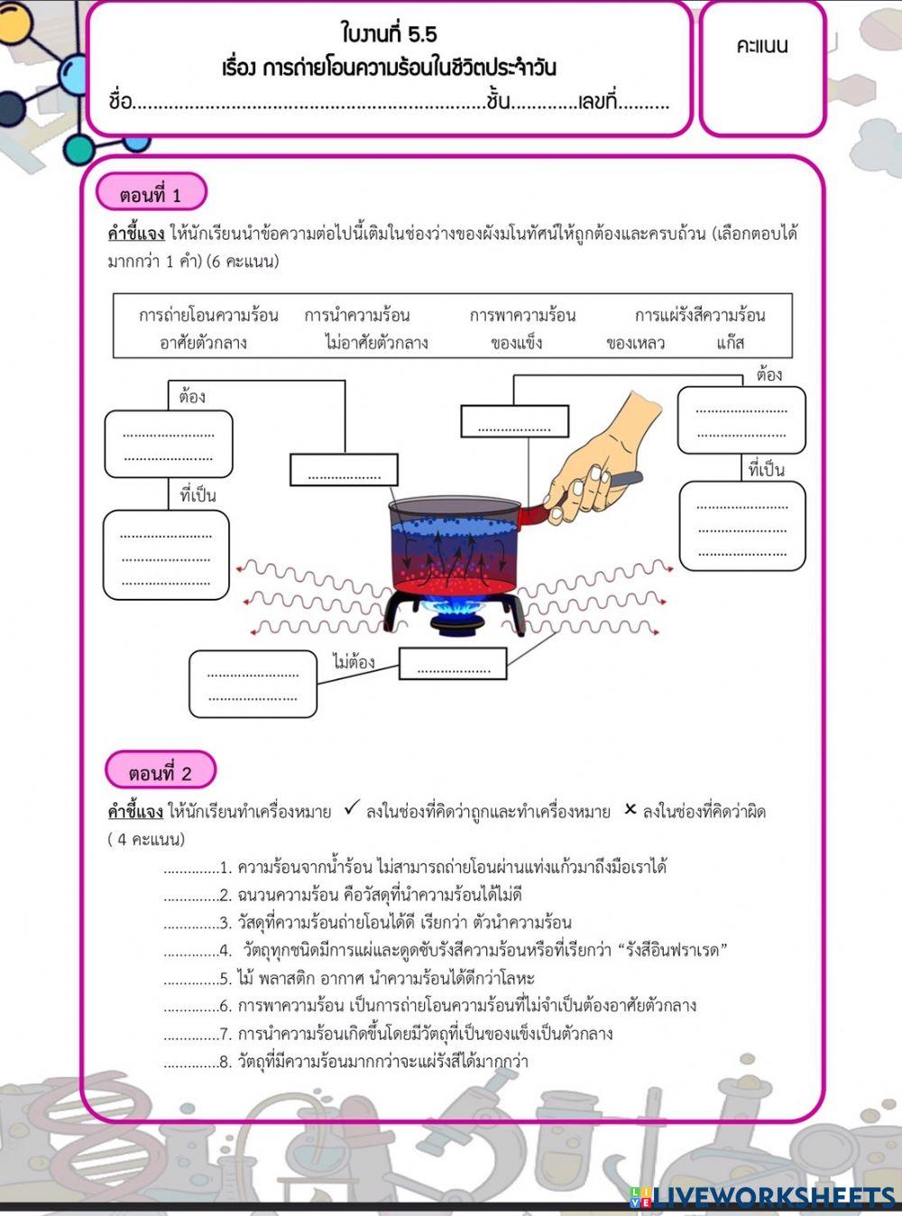 การถ่ายโอนความร้อนในชีวิตประจำวัน