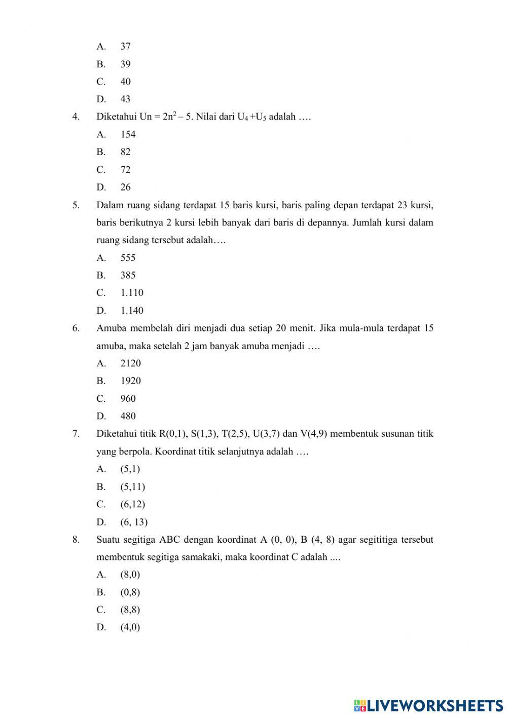Pas Matematika Kelas 8