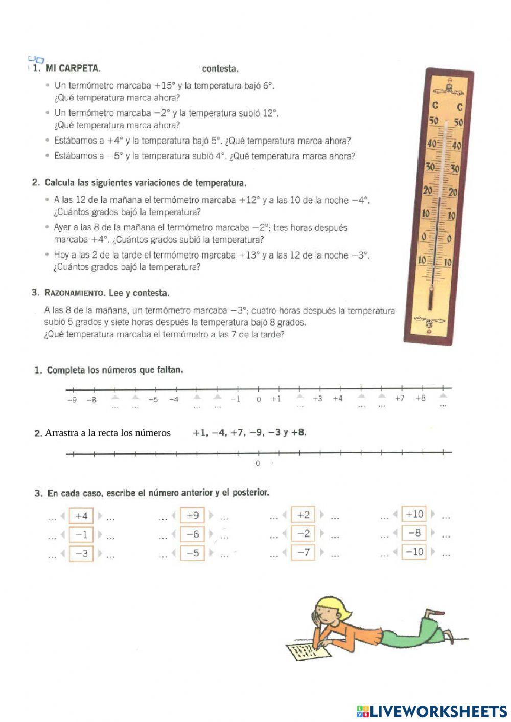 Repasa los números enteros
