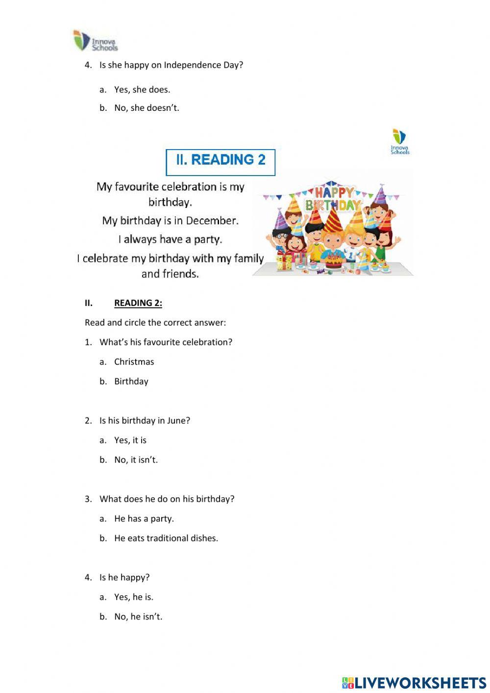 2nd Grade - U8 - READING TEST
