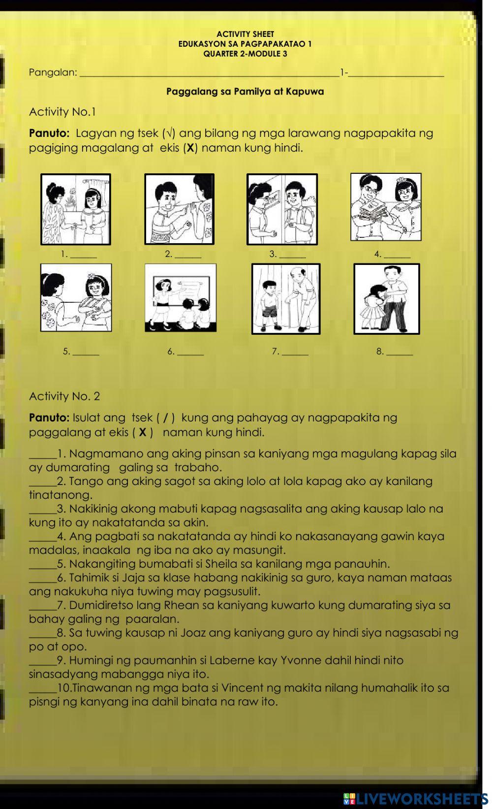 Paggalang sa Pamilya at Kapuwa