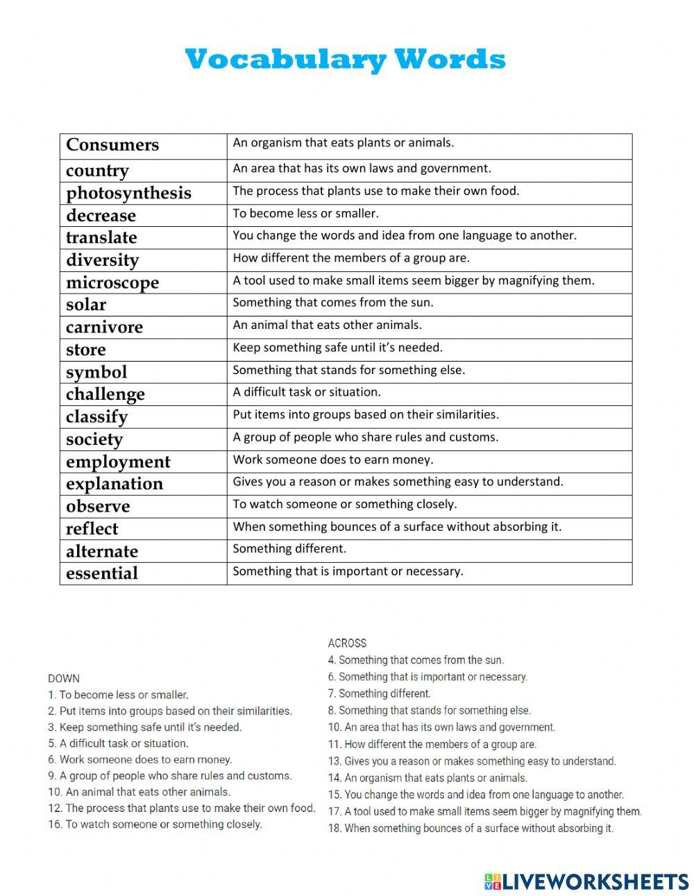WS Gr5 Semester 1 Vocab
