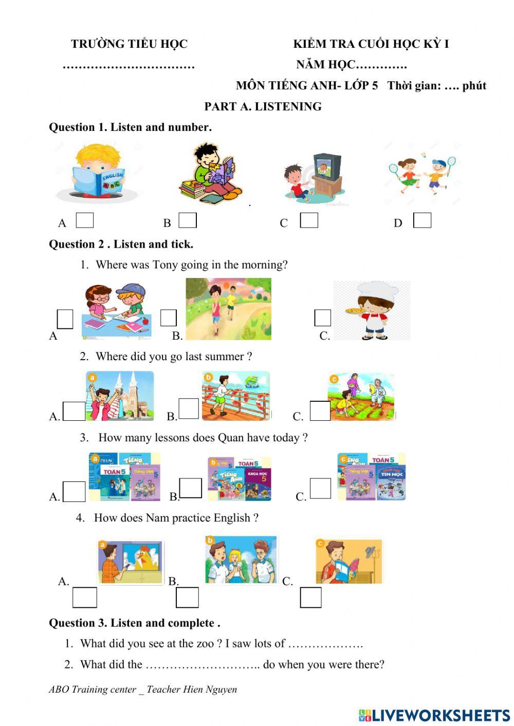 Grade 5 final first term 1