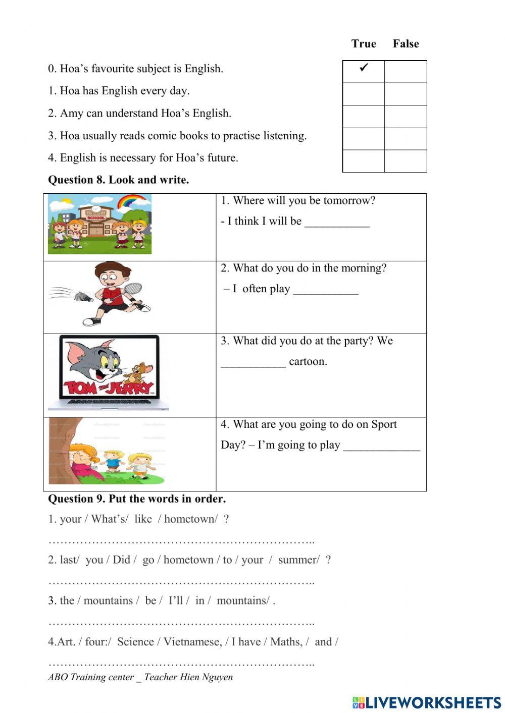 Grade 5 final first term 1
