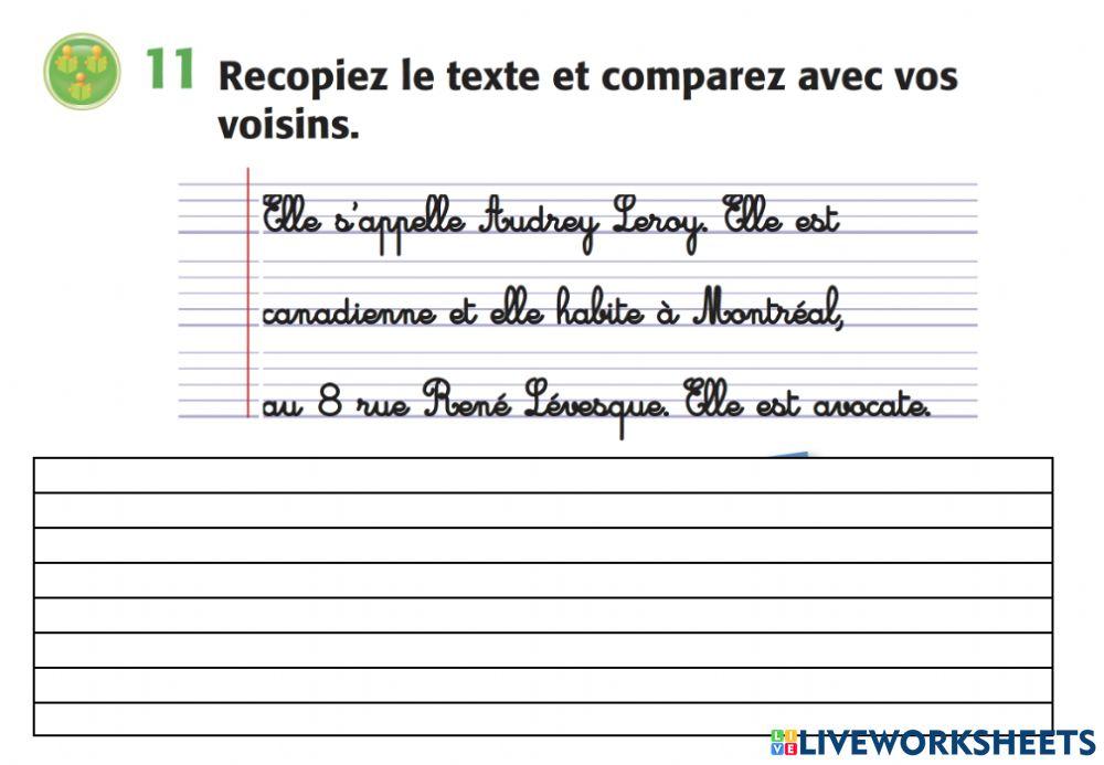 Recopiez le texte