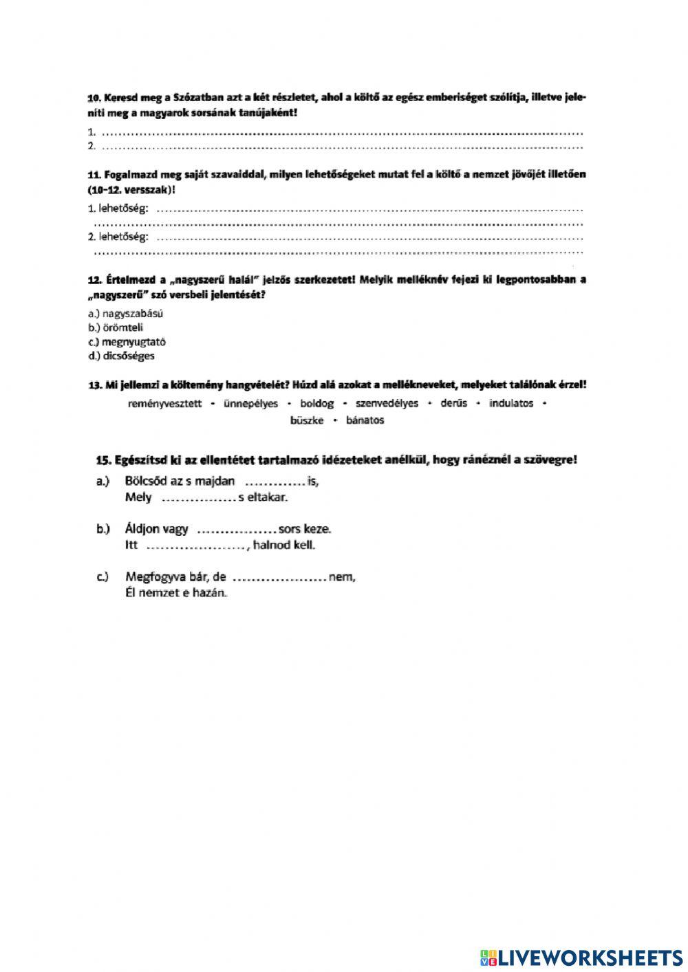 Vörösmarty Mihály:Szózat