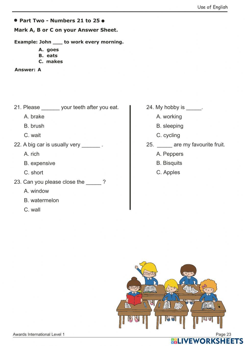 TEST 4 AWARDS INTERNATIONAL LEVEL 1