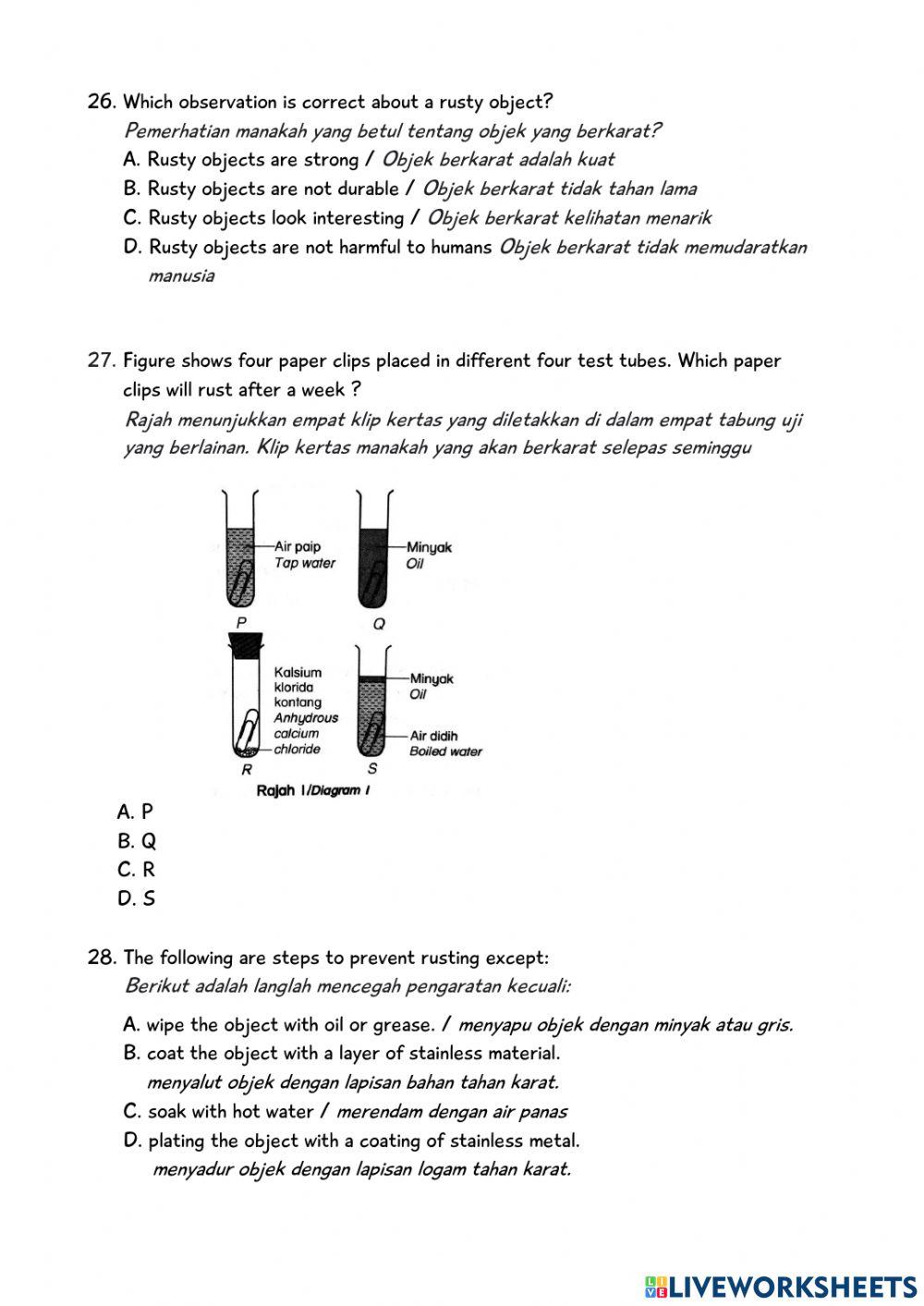 KUIZ SAINS AKHIR TAHUN - TAHUN 5 DLP part 2