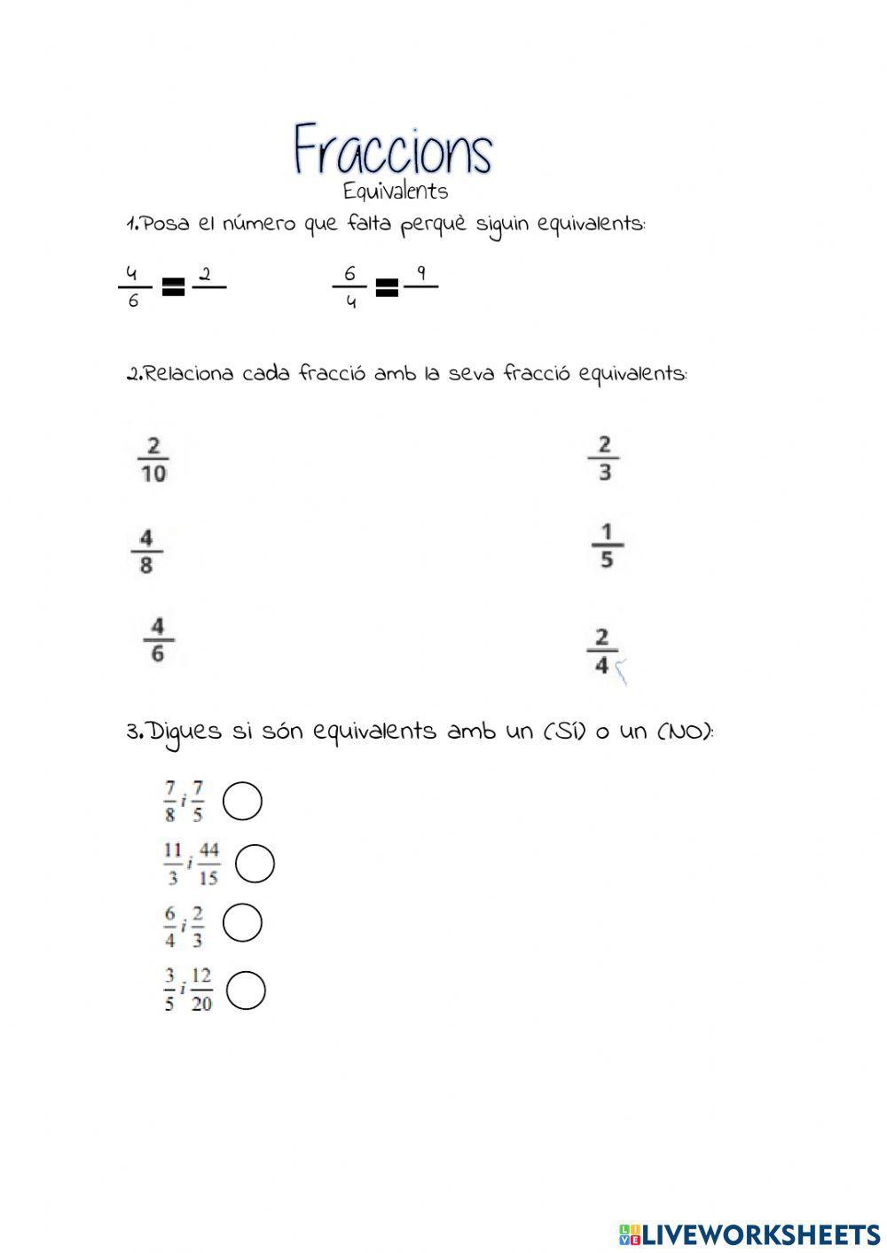Fraccions equivalents