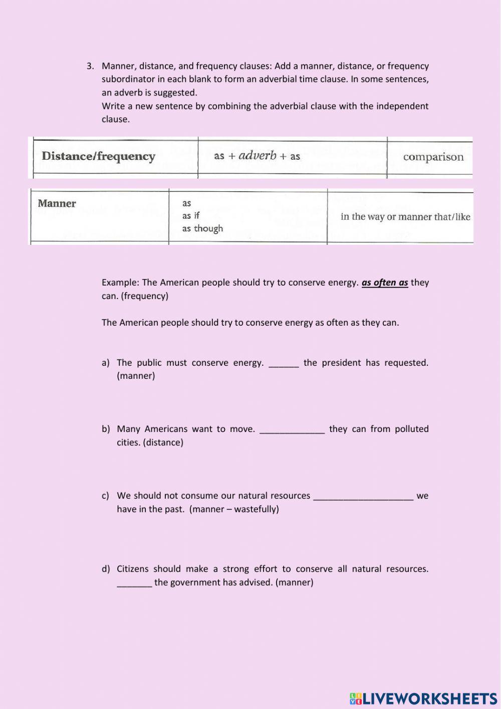 Exercises Adverbial clauses 1