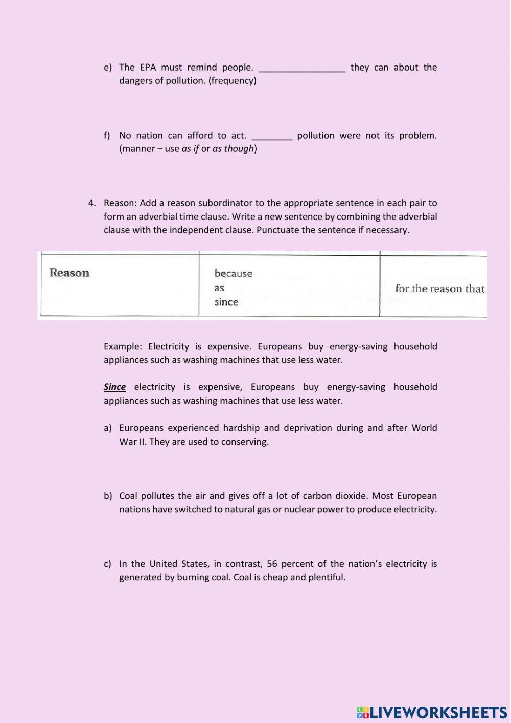 Exercises Adverbial clauses 1