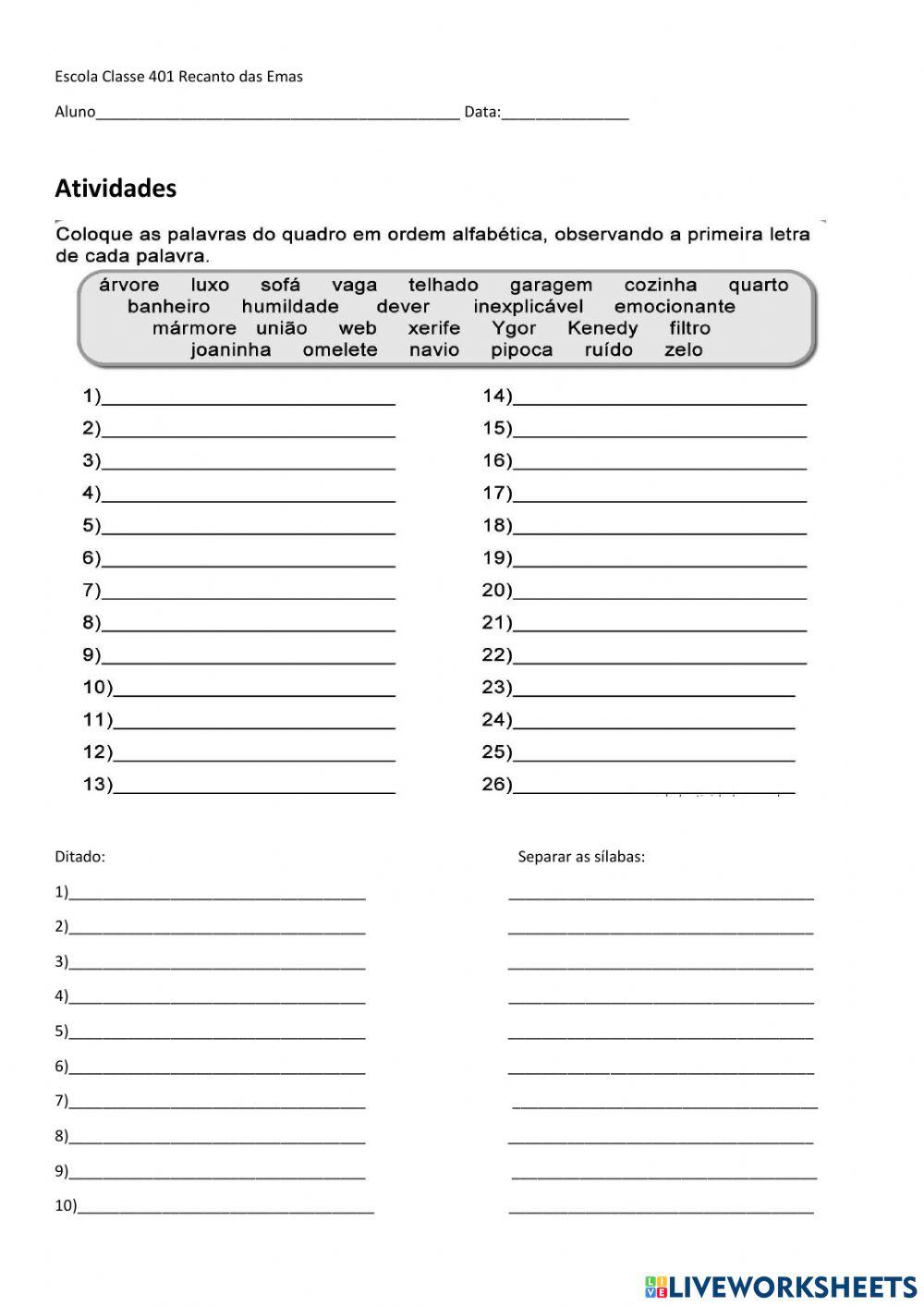 Ordem alfabética Ordem alfabética