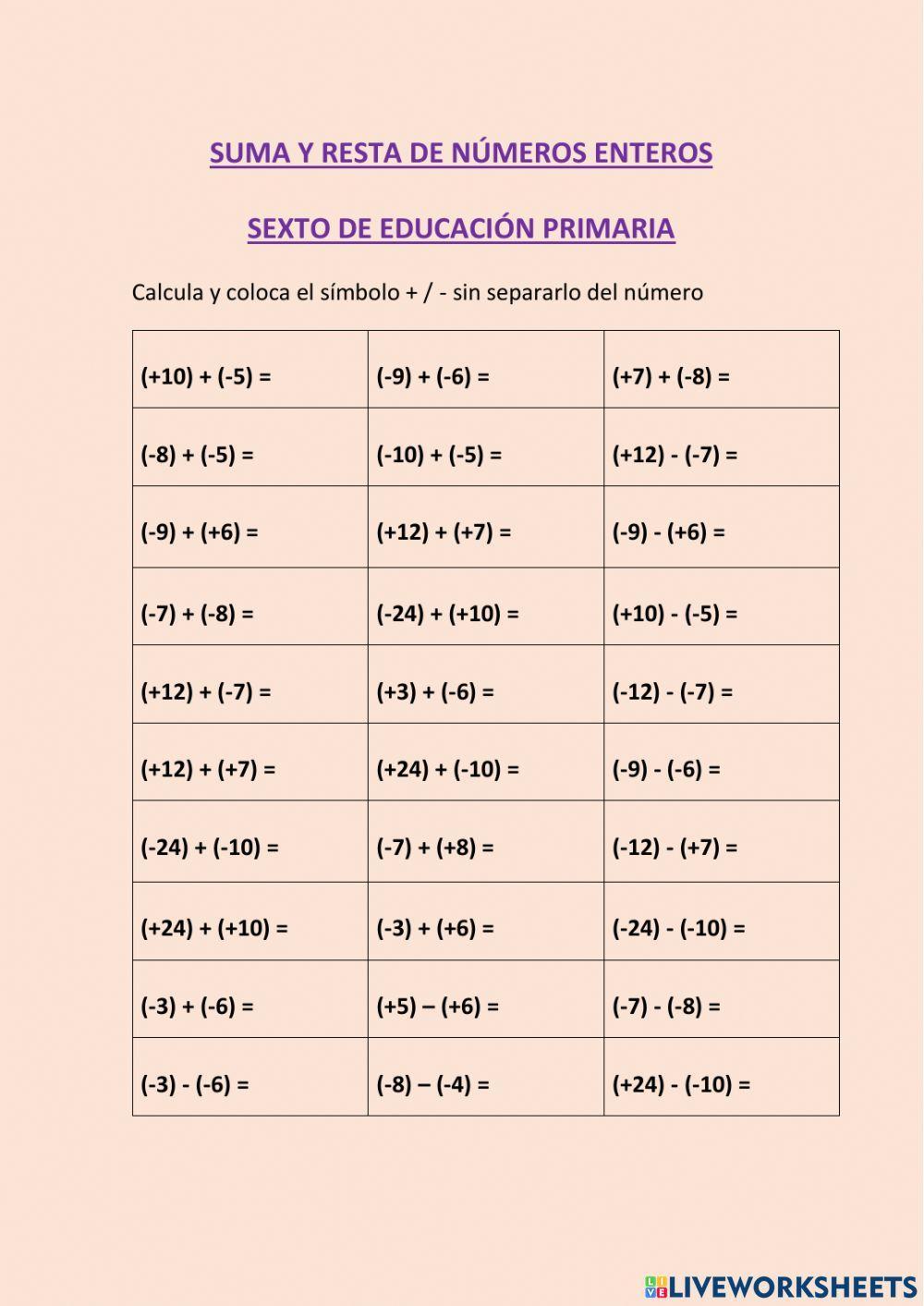 Suma y resta de… | Free Interactive Worksheets | 675684, image size:1000x1413