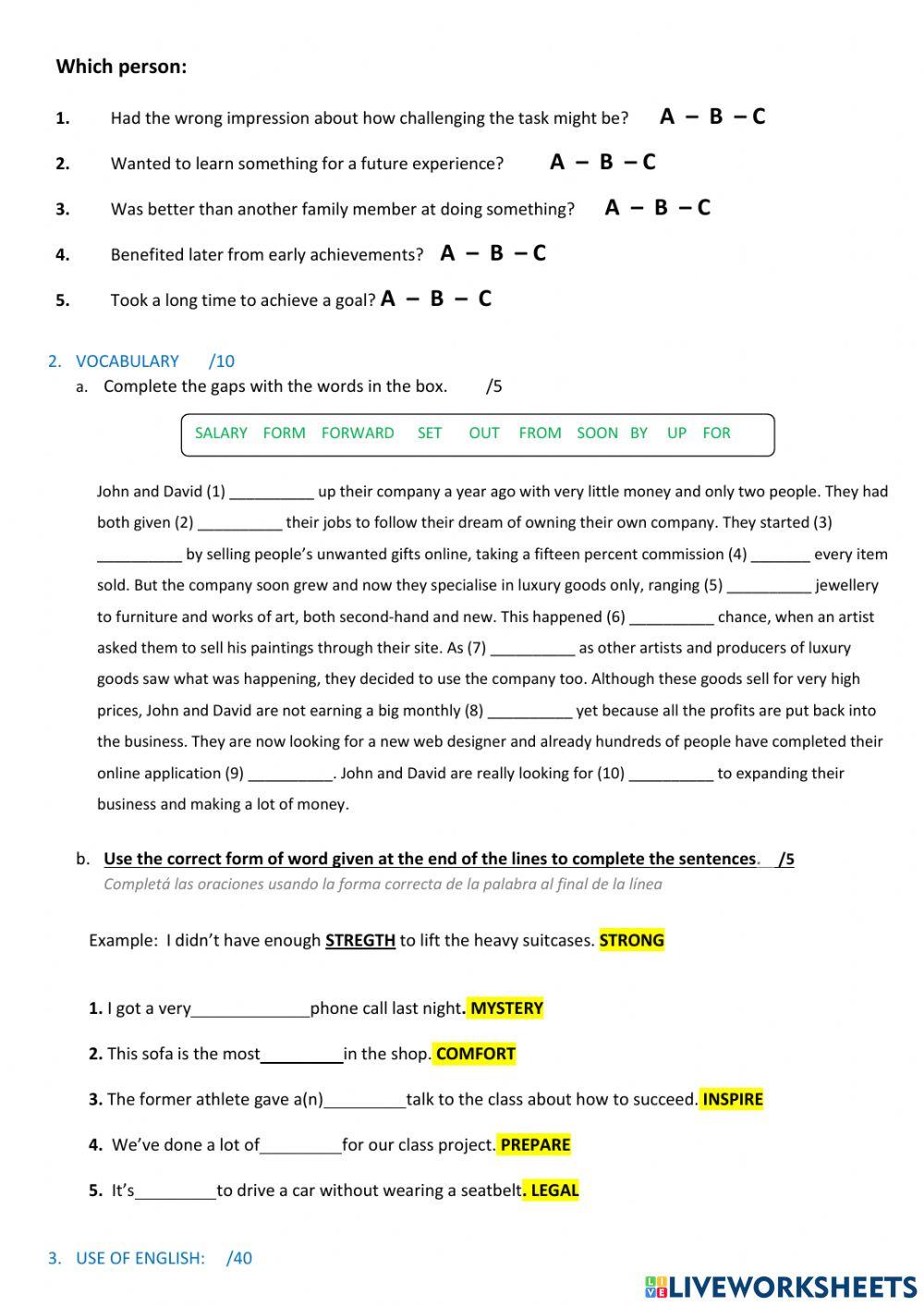 End of year test PRE FIRST