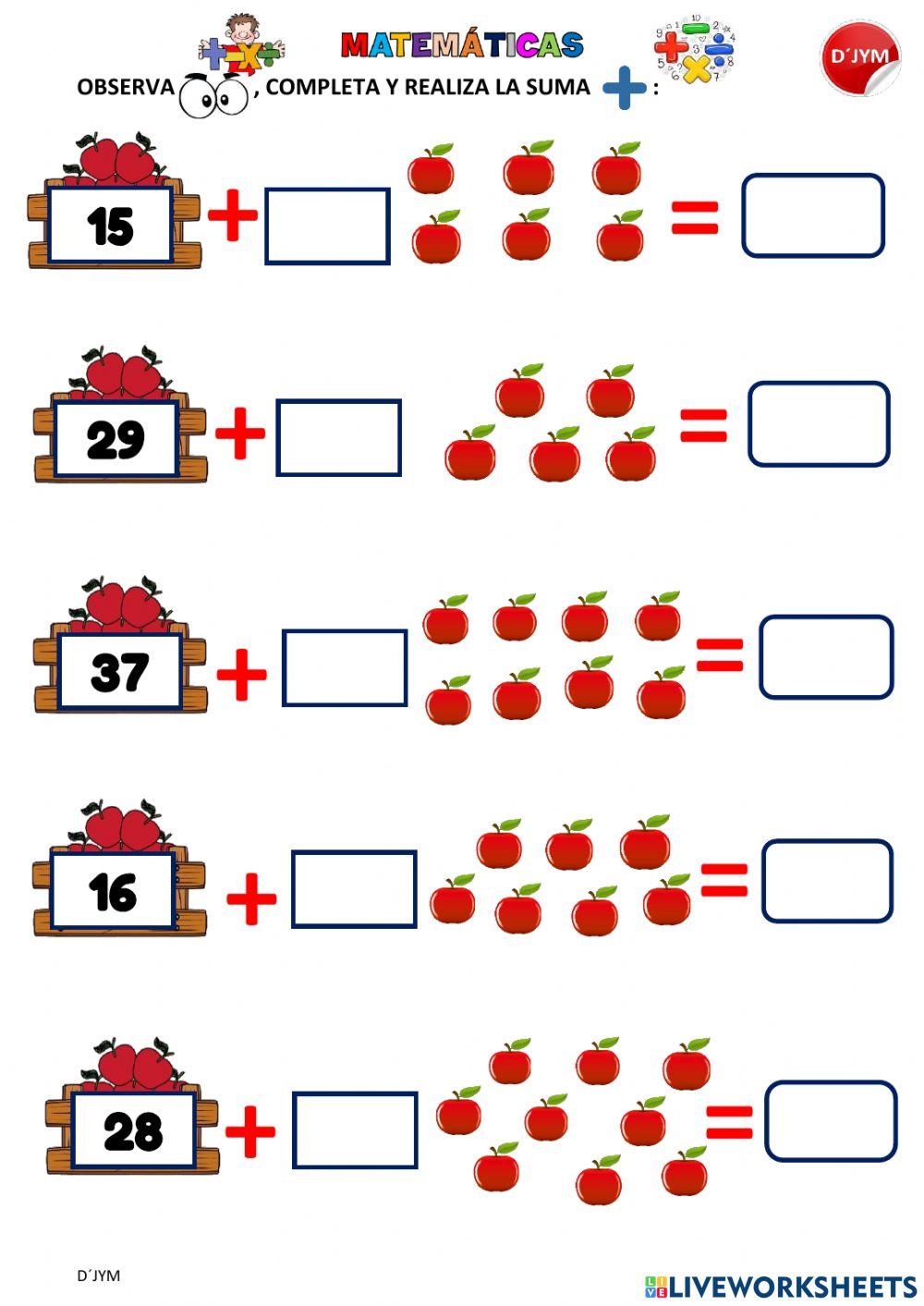 Sumas hasta 50 con imágenes