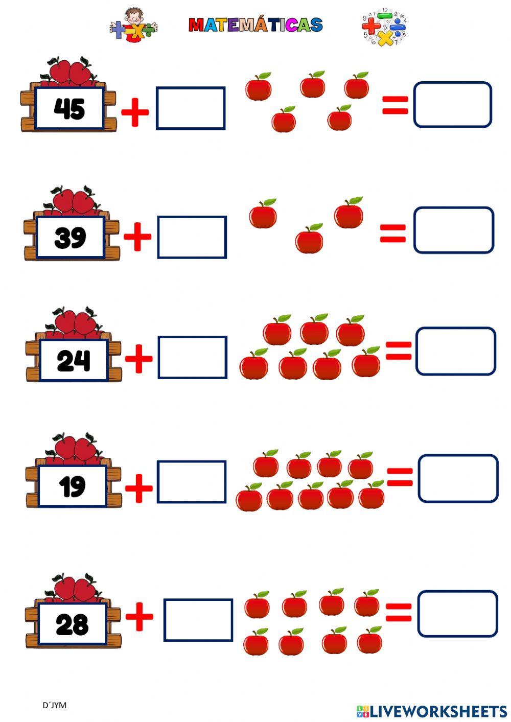 Sumas hasta 50 con imágenes