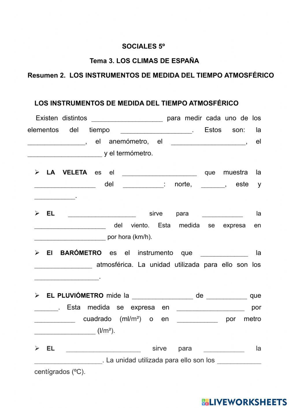 Los instrumentos de medida del tiempo atmosférico