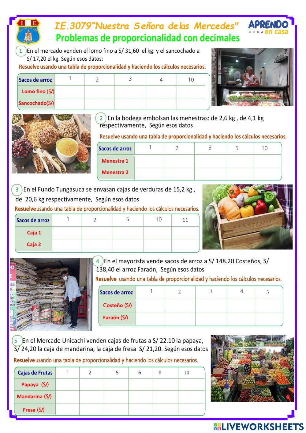 Proporcionalidad con decimales