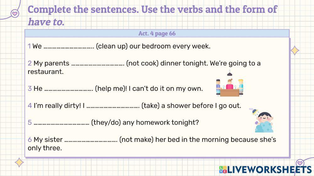 Unit 6 Review 2: Have to-Don't have to, Must-Mustn't