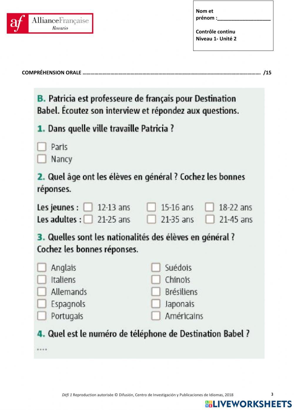 Contrôle continu n1