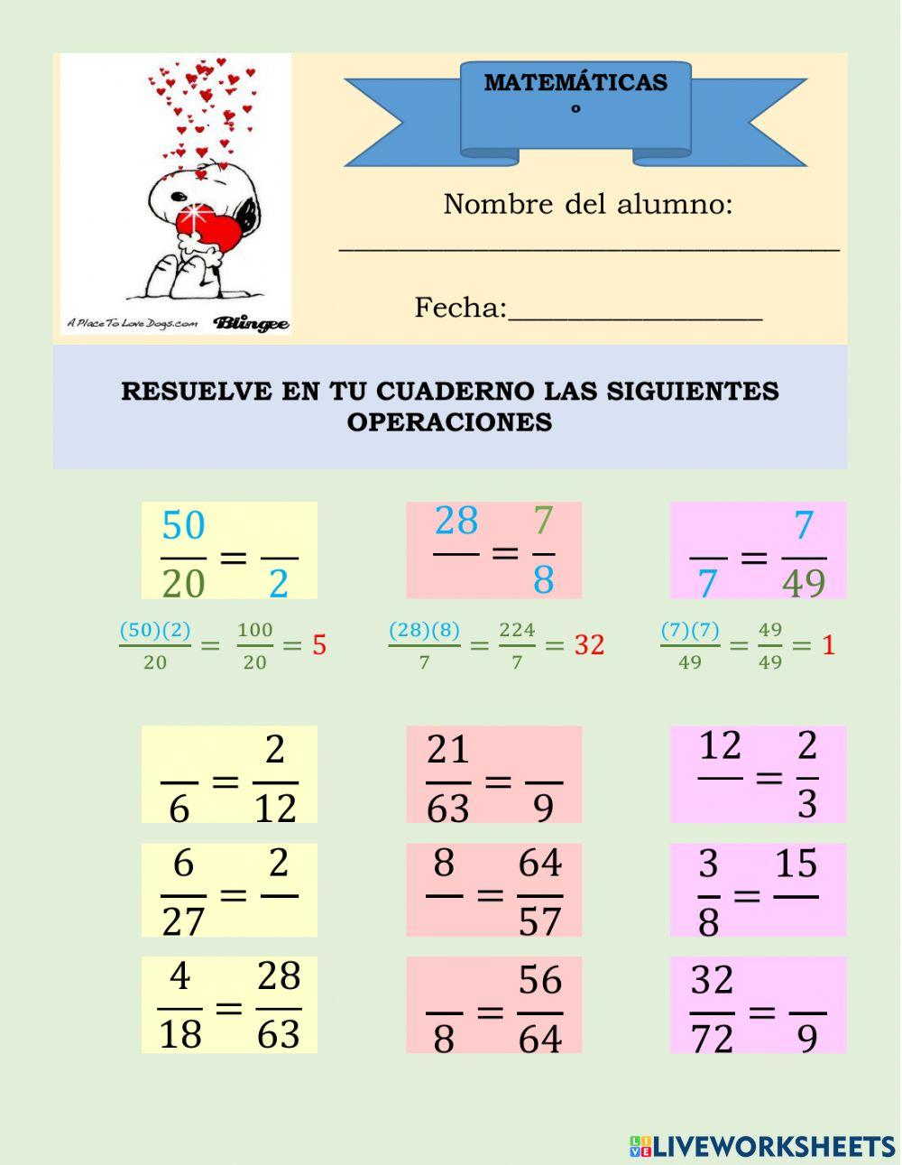 Fracciones equivalentes. regla de tres.