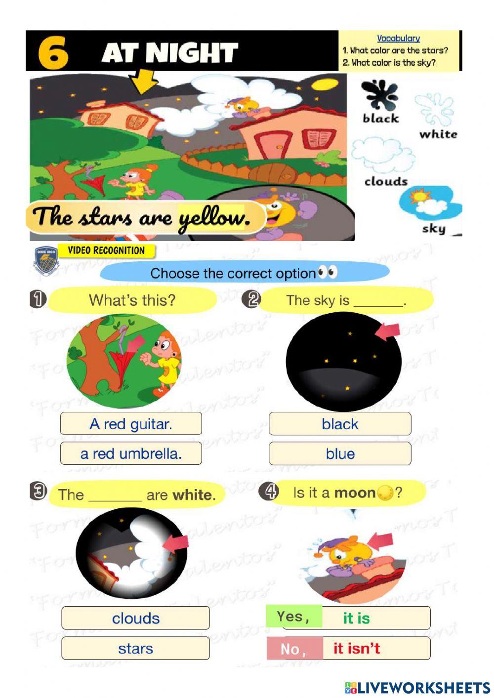 At night worksheet | Live Worksheets