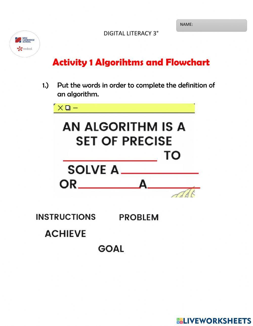 Algorithms and … | Free Interactive Worksheets | 1697421