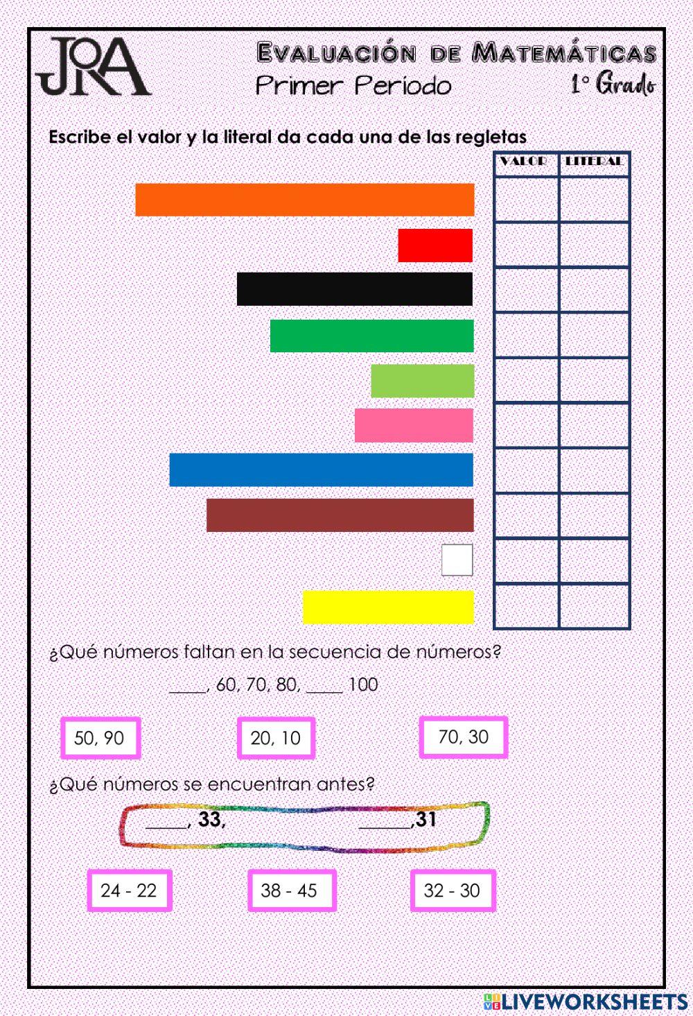 1° CUESTIONARIO DE MATEMATICAS