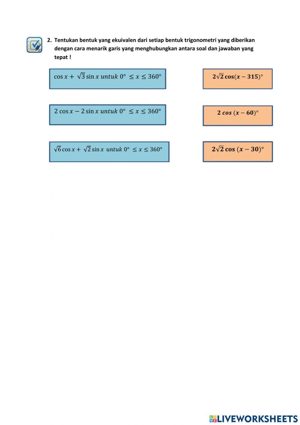 Trigonometri Bentuk a cos x + b sin x