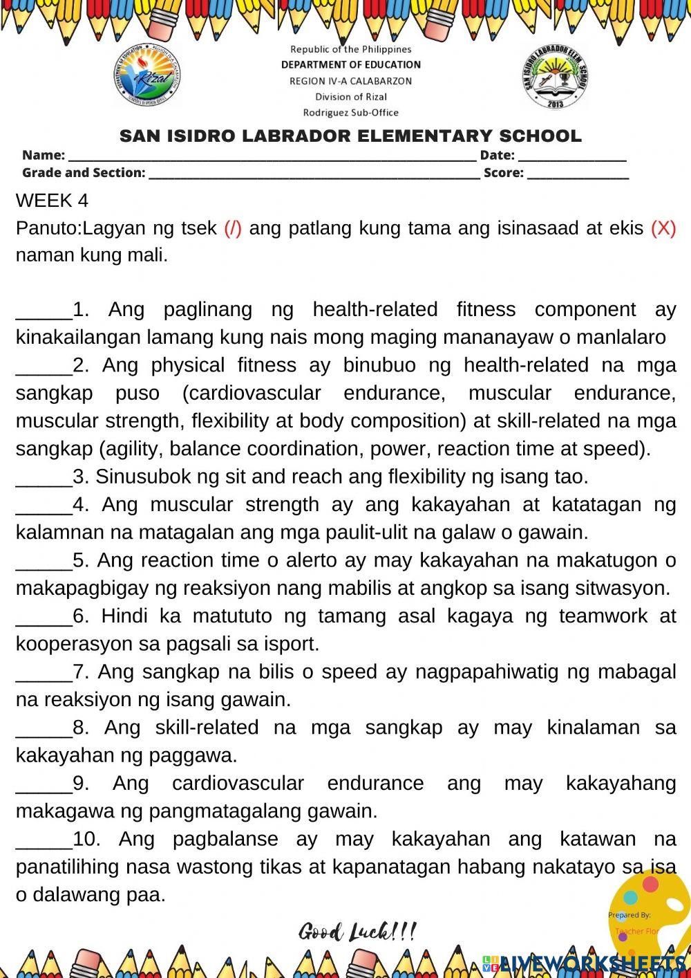 1q summative test in pe 5